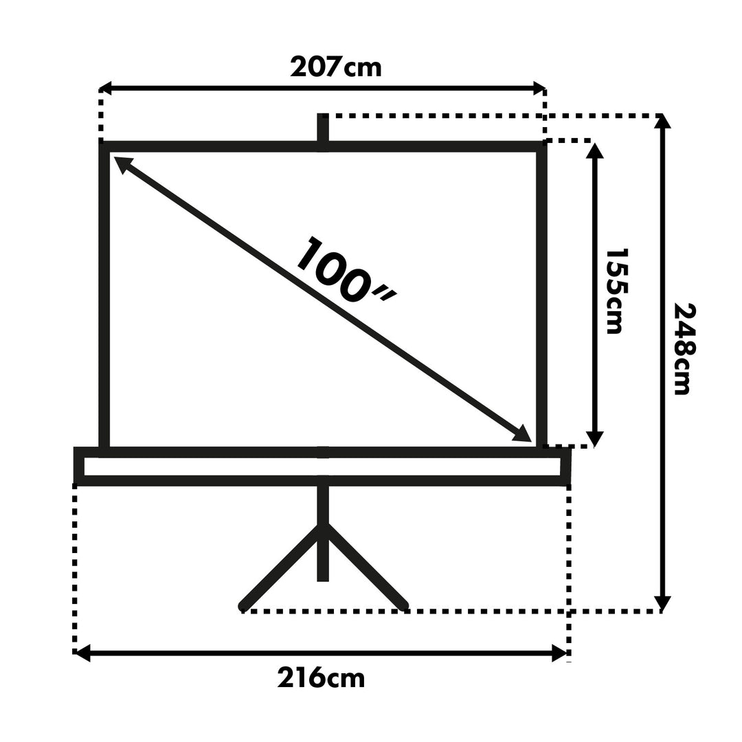 Проекционен екран Maclean, диагонал 100 инча, 200x150 cm, на стойка, формат 4:3, MC-595