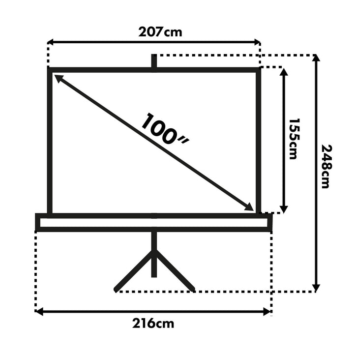 Проекционен екран Maclean, диагонал 100 инча, 200x150 cm, на стойка, формат 4:3, MC-595