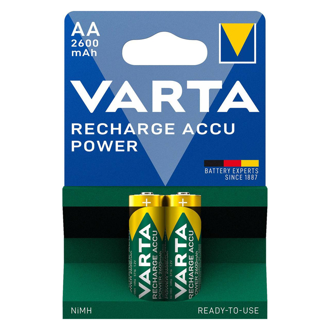 2 бр. акумулаторни батерии R-06 R06 AA 1,2 V 2600 mAh Varta Recharge Accu Power