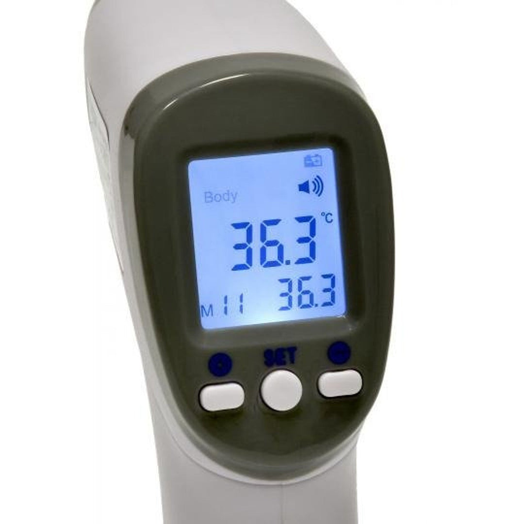 Безконтактен термометър Tech-Med, LCD дисплей, памет за 32 резултата, TM-F03BB