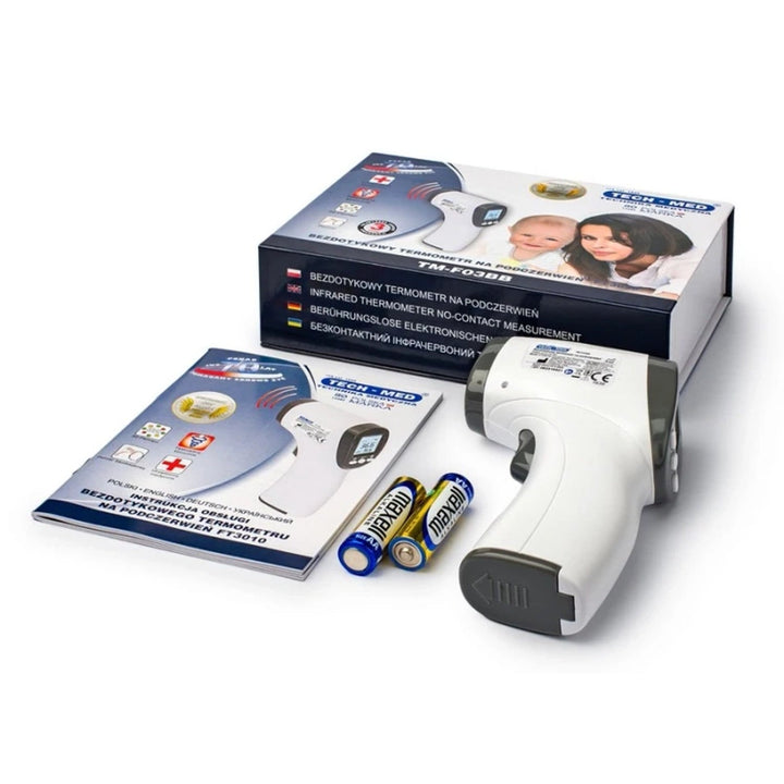 Безконтактен термометър Tech-Med, LCD дисплей, памет за 32 резултата, TM-F03BB
