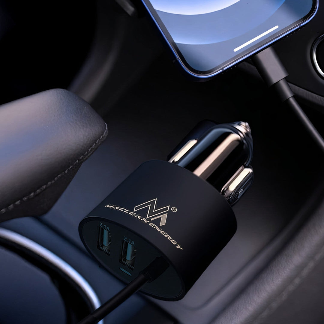 Зарядно устройство за кола Maclean, Lightning спирала, 2xUSB, 5,2A, 1,8 м, MCE76