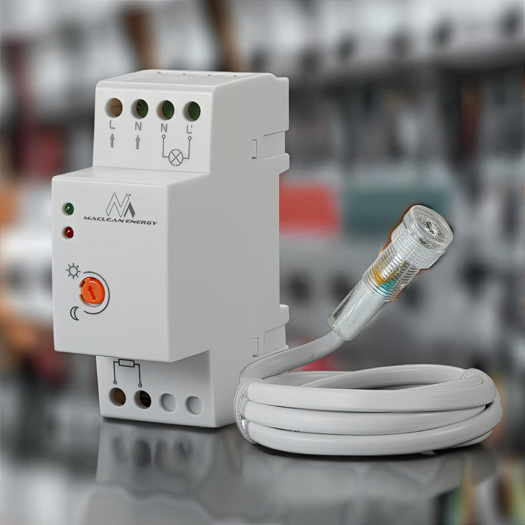 Maclean сензор за залез, за DIN шина, с външен датчик, 220-240V/AC, 50Hz, 20A, MCE83