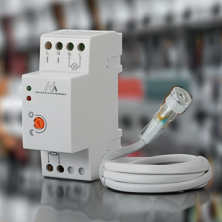 Maclean сензор за залез, за DIN шина, с външен датчик, 220-240V/AC, 50Hz, 20A, MCE83