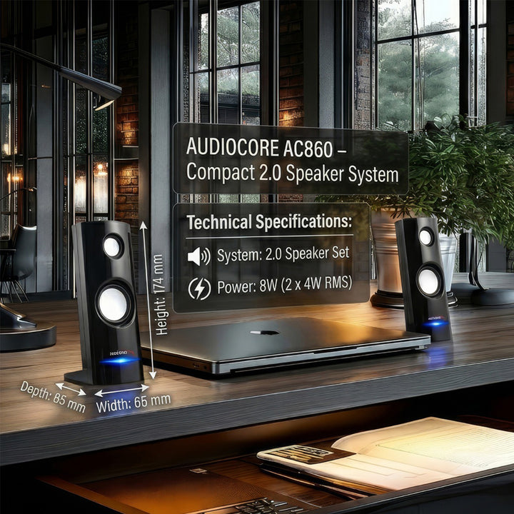 8W USB-захранвани компютърни високоговорители Black Audiocore AC860