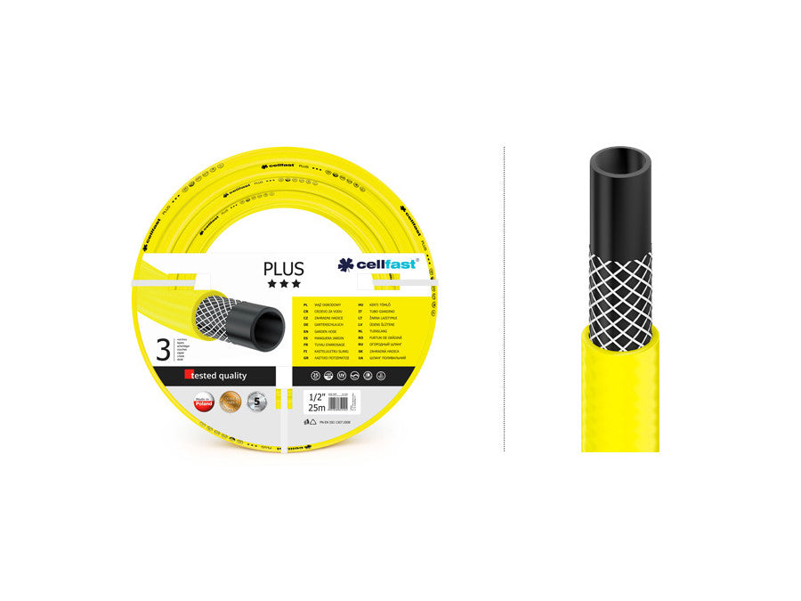 Издръжлив 3-слоен градински маркуч Cellfast Plus 3/4" 50 м
