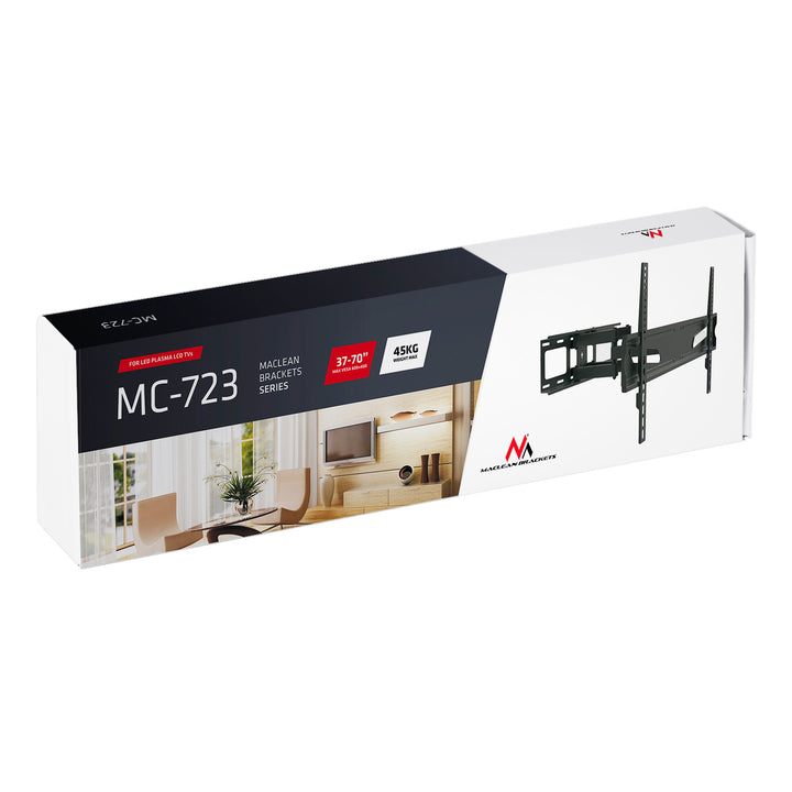 Стойка за телевизор Maclean, универсална, макс. VESA 600x400, 37–80 инча, 45 кг, черна, MC-723 B