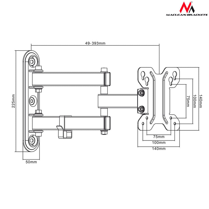 Монтажна стойка за телевизор Maclean, макс. VESA 100x100, 13-32", 30 кг, MC-740