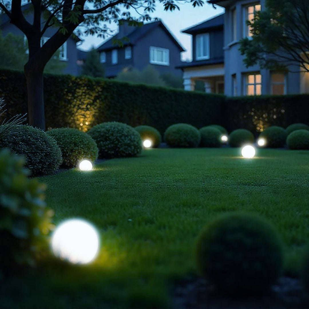 Слънчева лампа GreenBlue, свободностояща, градинска, сферична, 25x25x58 см, бял LED, GB166