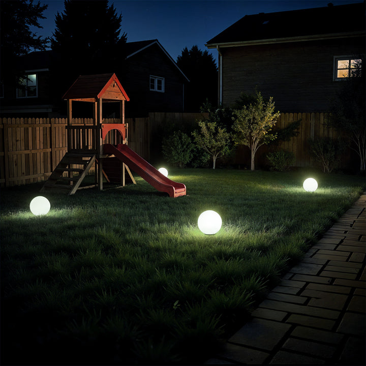 Слънчева лампа GreenBlue, свободностояща, градинска, сферична, 25x25x58 см, бял LED, GB166
