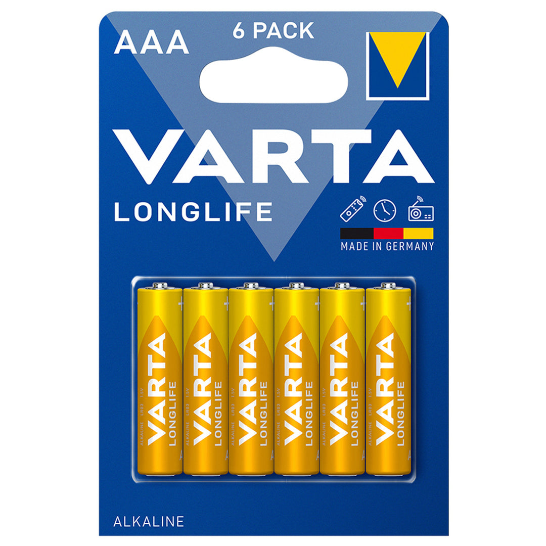6 бр. алкални батерии R-03 LR03 AAA 1,5 V Longlife Varta