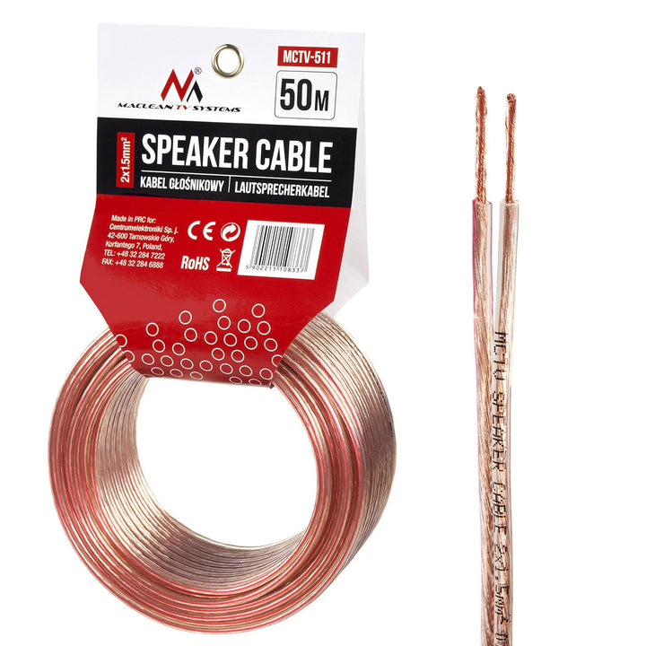 Кабел за високоговорители 2*1,5 mm² / 48*0,20 CCA 3,5*7,0 mm Maclean MCTV-511