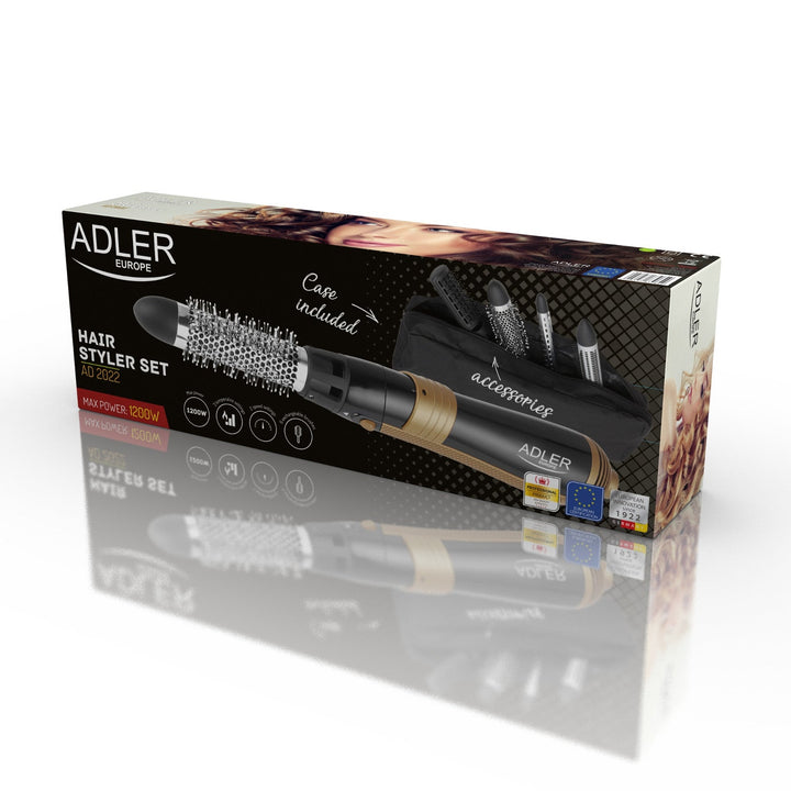 Машина за къдрене и сушене на коса Adler, многофункционална, 6 приставки, 2 настройки на температурата, 1000 W, AD 2022