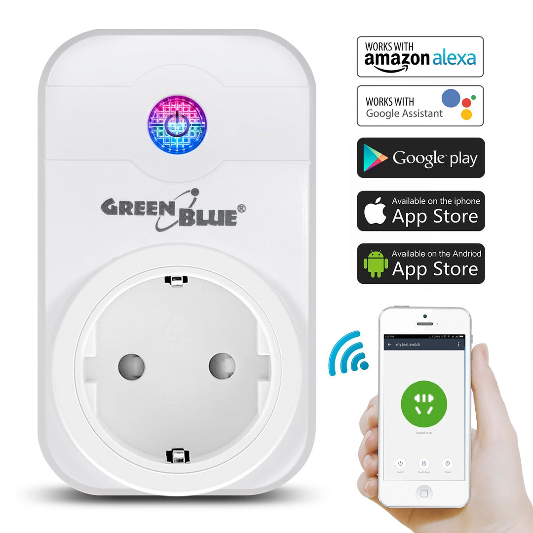 GreenBlue GB155G Интелигентен WiFi контакт Може да се управлява чрез приложение за iOS или Android