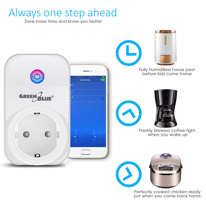GreenBlue GB155G Интелигентен WiFi контакт Може да се управлява чрез приложение за iOS или Android