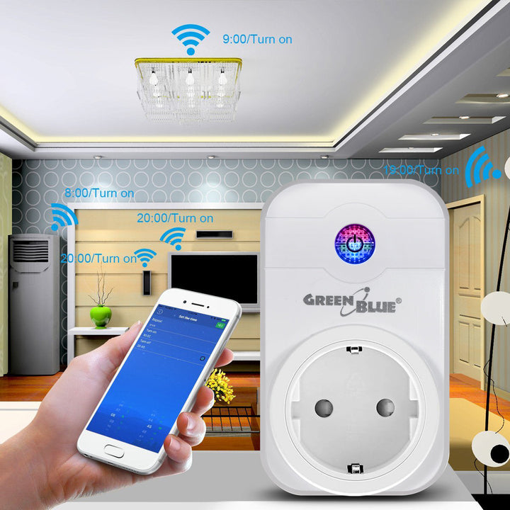 GreenBlue GB155G Интелигентен WiFi контакт Може да се управлява чрез приложение за iOS или Android