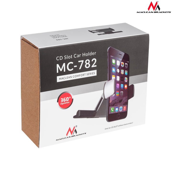 Държач за мобилен телефон за монтаж в CD слота на Maclean, серия Comfort, алуминий + ABS, MC-782