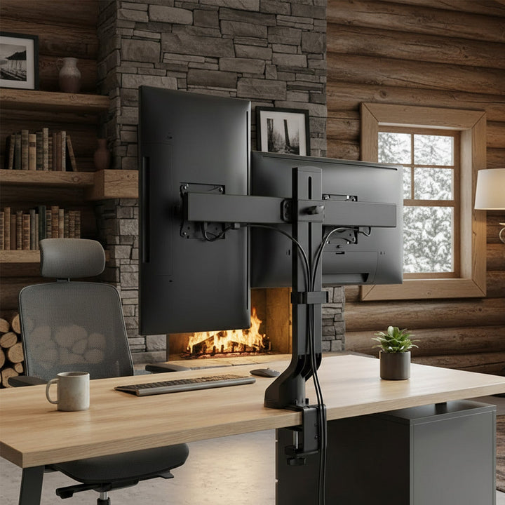 Двойна стойка за монитор / двойна 17"-27" 14 кг Maclean MC-854 VESA 75x75 100x100 подходяща за MC-848 и MC-849