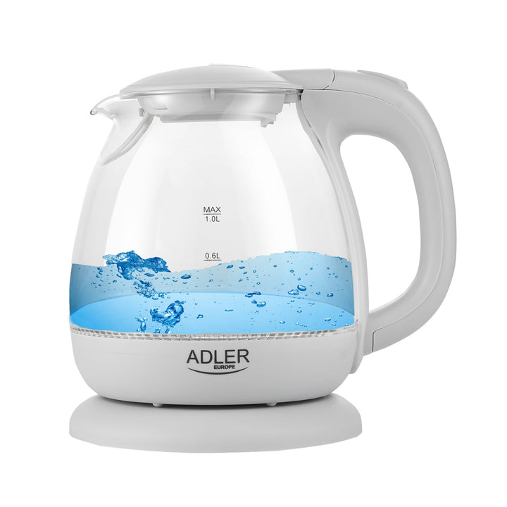 Стъклена кана Adler AD 1283G 1,0 л с LED осветление
