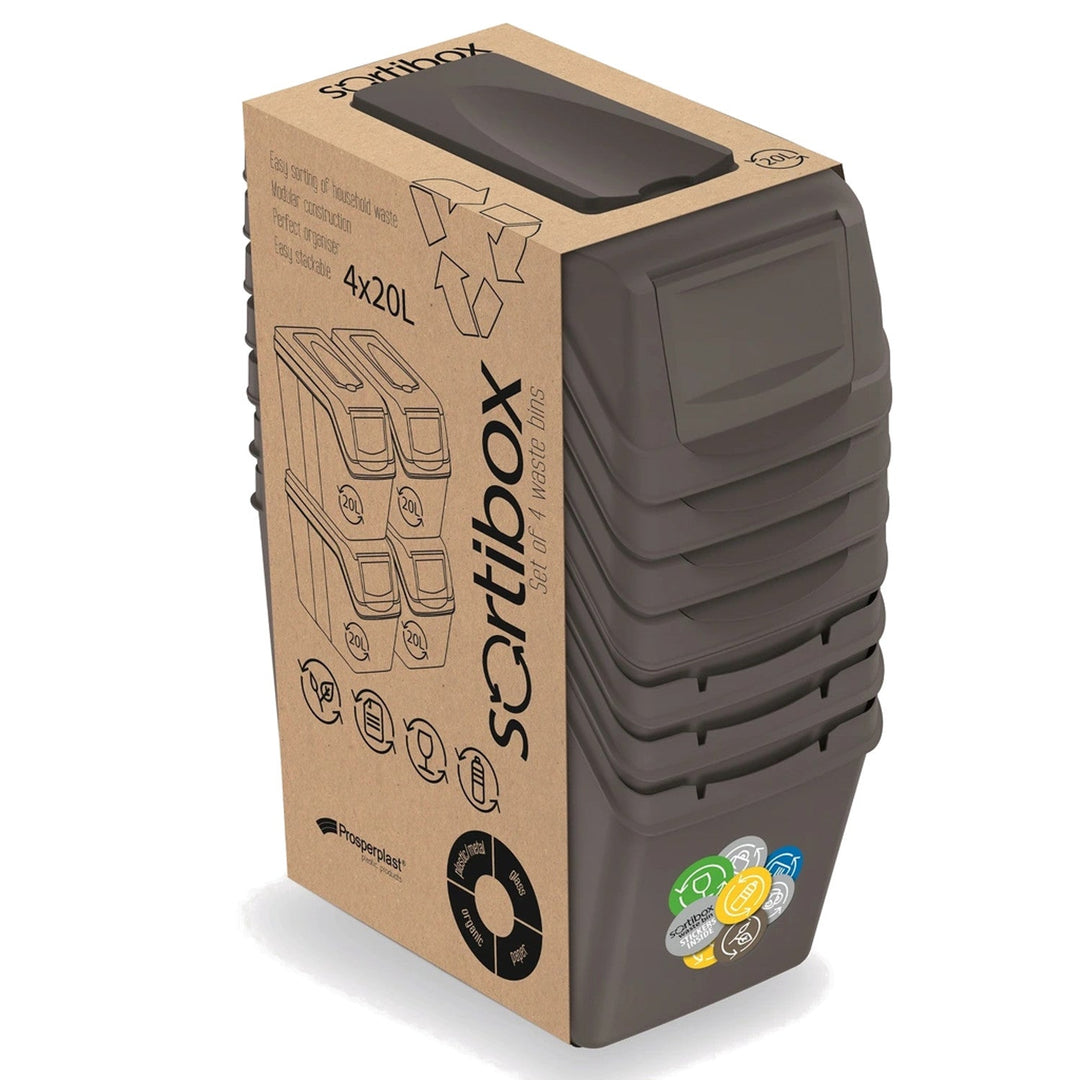 Sortibox 4x20L комплект сиви кошчета за сортиране на отпадъци ISWB20S4