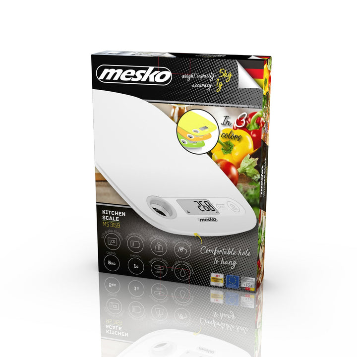Mesko MS 3159w бяла LCD електронна кухненска везна