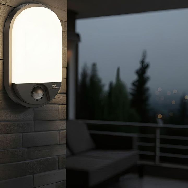 LED лампа с инфрачервен датчик за движение MCE340 GR 1100lm 15W IP54 Maclean Energy, сив цвят, естествена бяла цветова температура (4000K)