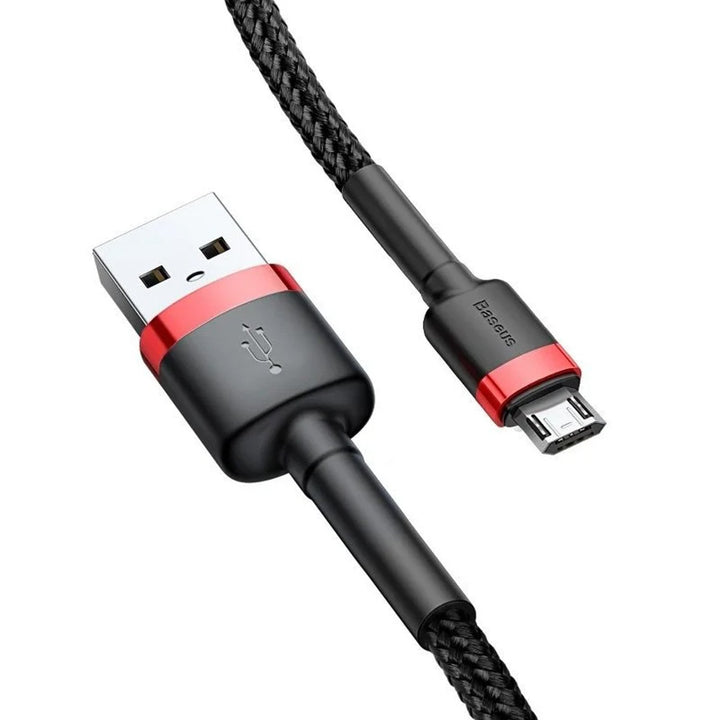2,0 м QC3.0 2,4 А USB/MicroUSB кабел (CAMKLF-C91) с найлонова оплетка