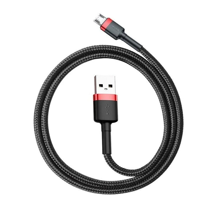 2,0 м QC3.0 2,4 А USB/MicroUSB кабел (CAMKLF-C91) с найлонова оплетка