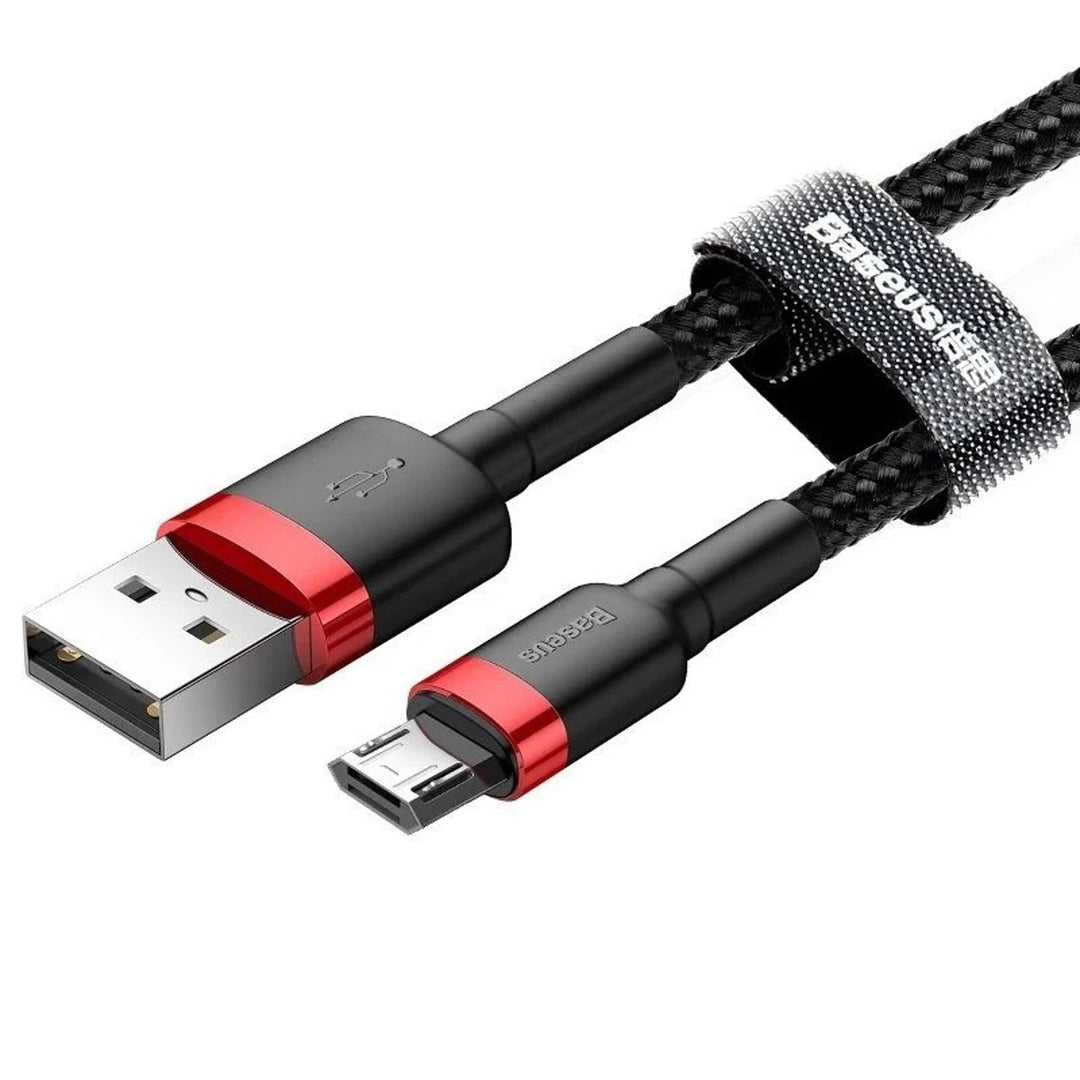 2,0 м QC3.0 2,4 А USB/MicroUSB кабел (CAMKLF-C91) с найлонова оплетка