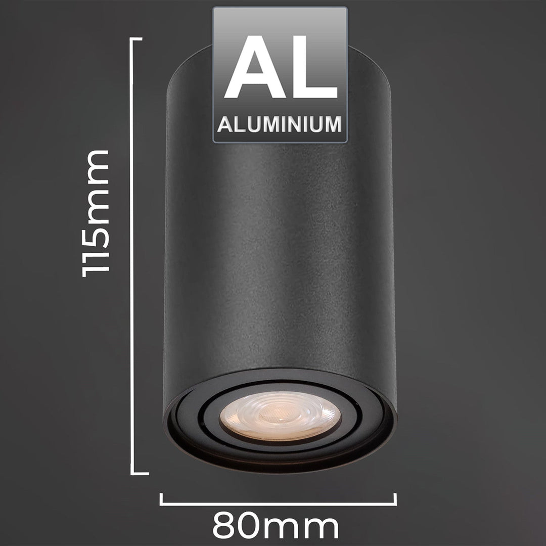 GU10 MCE422 B халогенен прожектор за повърхностен монтаж, черен, 80x115mm, кръгъл, алуминий