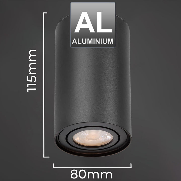 GU10 MCE422 B халогенен прожектор за повърхностен монтаж, черен, 80x115mm, кръгъл, алуминий