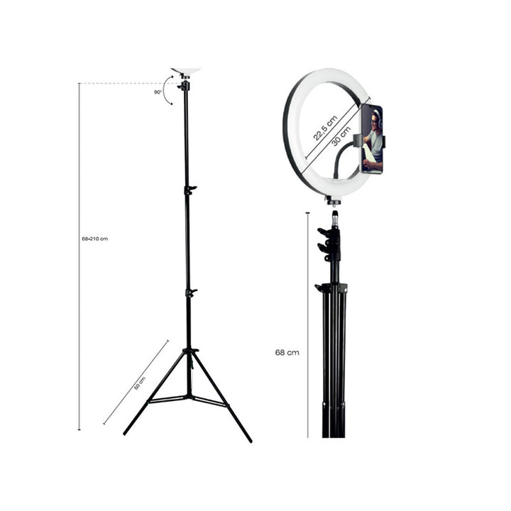 RING 30cm TRACER пръстенна лампа с 210cm статив