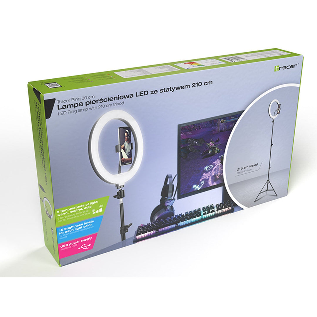 RING 30cm TRACER пръстенна лампа с 210cm статив