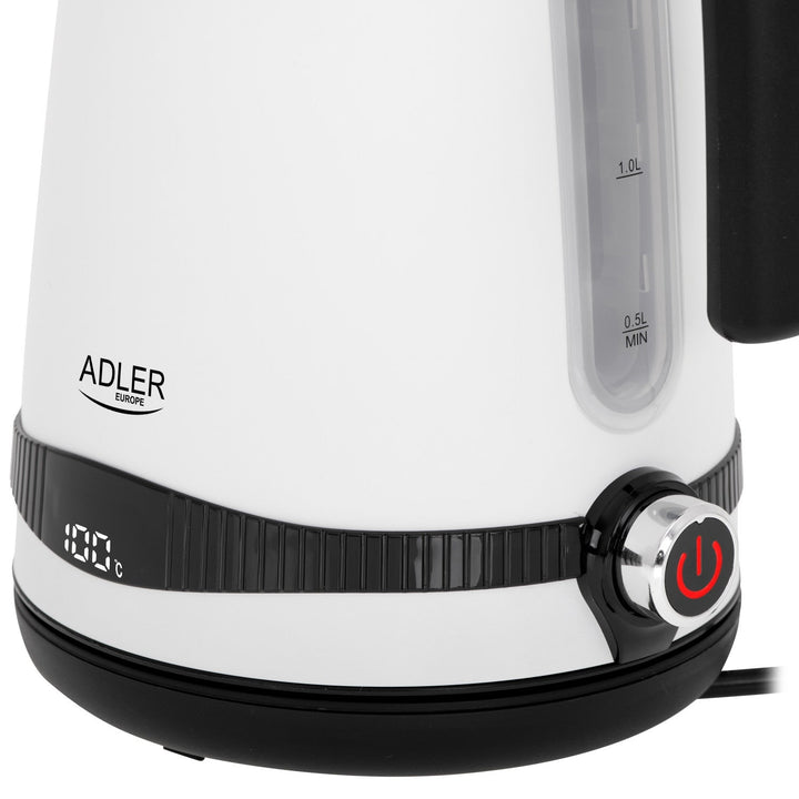 Електрическа кана Adler, безжична, LCD дисплей, 2200 W, 1,7 л, AD 1295w