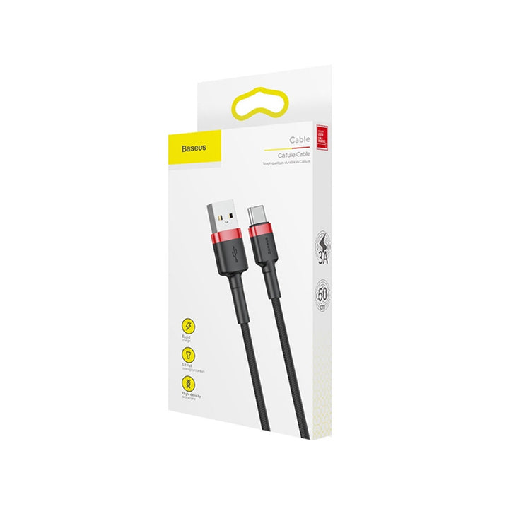 Кабел Baseus, USB Type-C, дължина 50 cm, 3A, черен, BASKBK46595