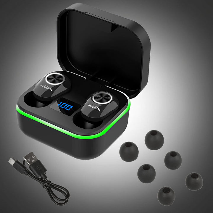 Audiocore TWS BT 5.1 слушалки за уши с 300mAh зарядна база, 30mAh слушалки, черни AC580