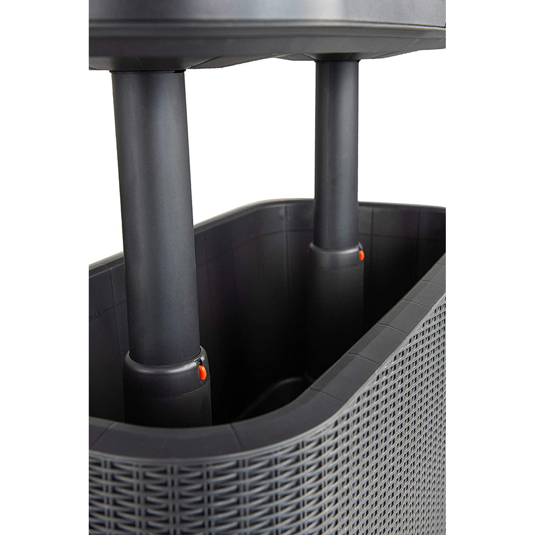 Keter 2-в-1 градинска маса за бар, бар с Bevy Cool Bar Rattan охлаждащ контейнер