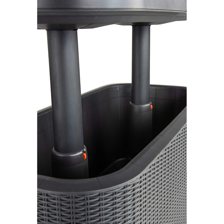 Keter 2-в-1 градинска маса за бар, бар с Bevy Cool Bar Rattan охлаждащ контейнер