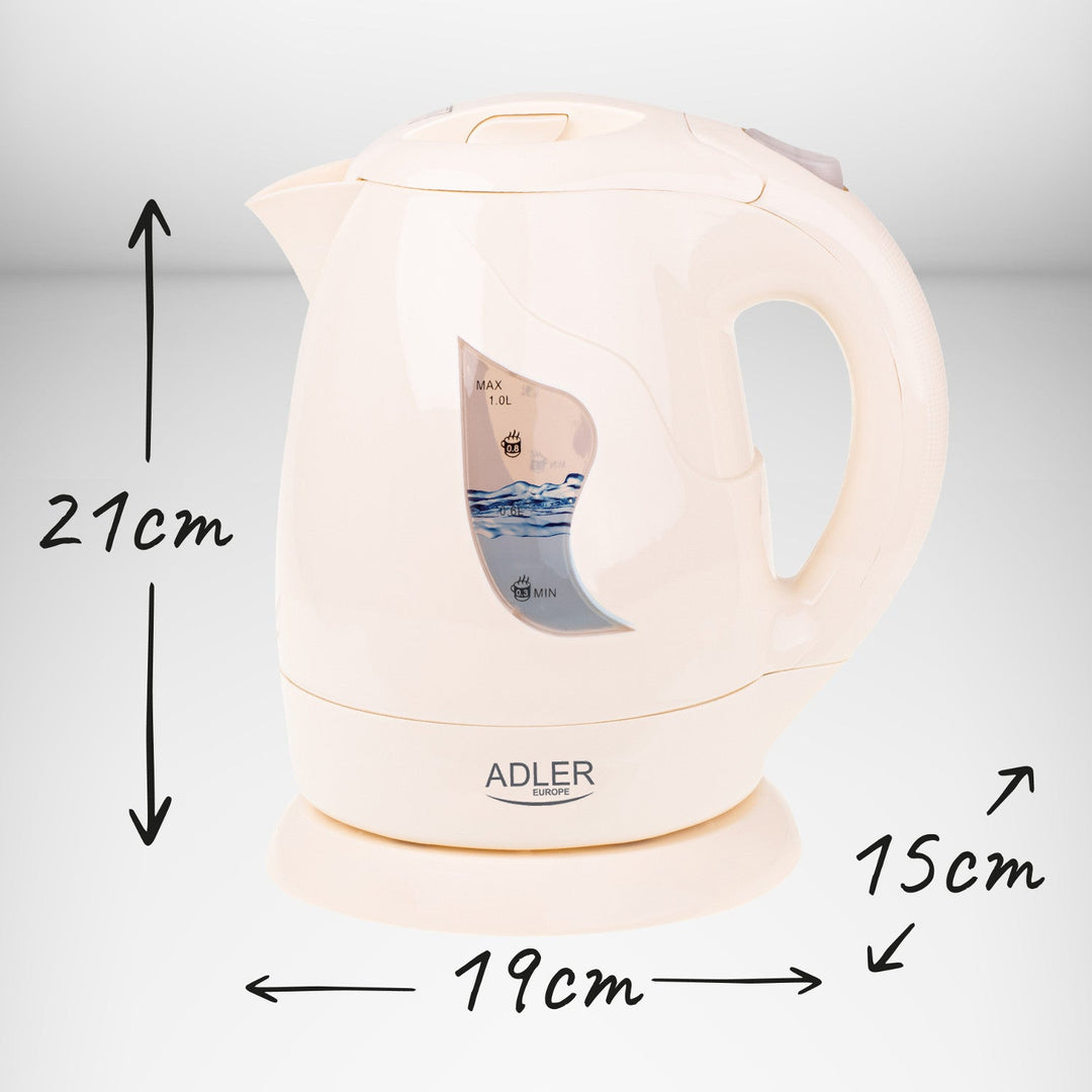 Безжична електрическа кана Adler, 850 W, 1 л, бежова, AD 08 b
