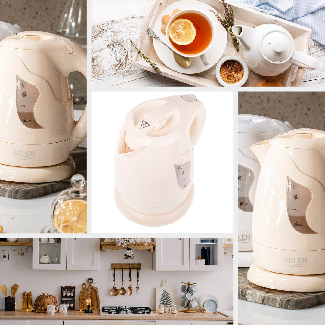 Безжична електрическа кана Adler, 850 W, 1 л, бежова, AD 08 b
