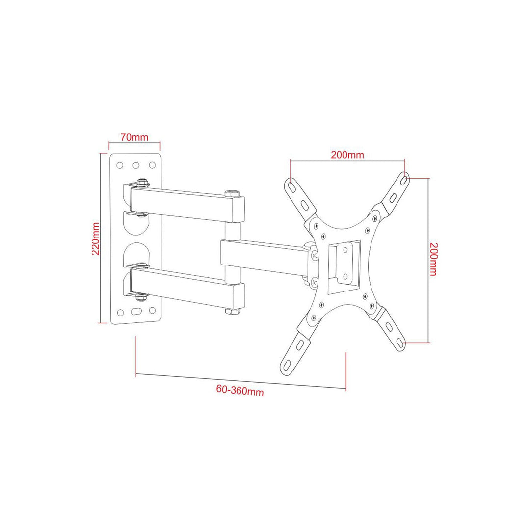 ART TV стойка, 17-42'', 25 кг, черна, VESA 200x200, AR-57A
