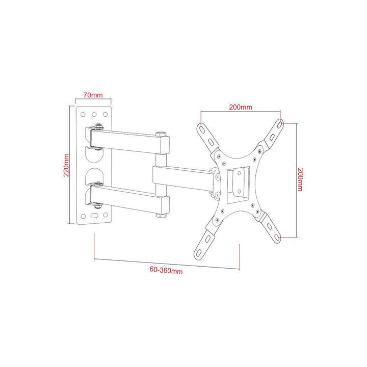 ART TV стойка, 17-42'', 25 кг, черна, VESA 200x200, AR-57A