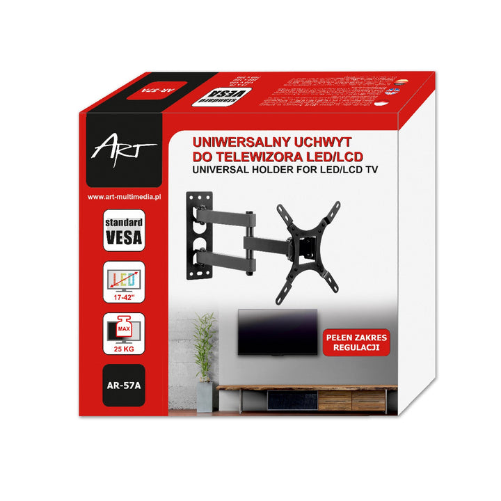 ART TV стойка, 17-42'', 25 кг, черна, VESA 200x200, AR-57A
