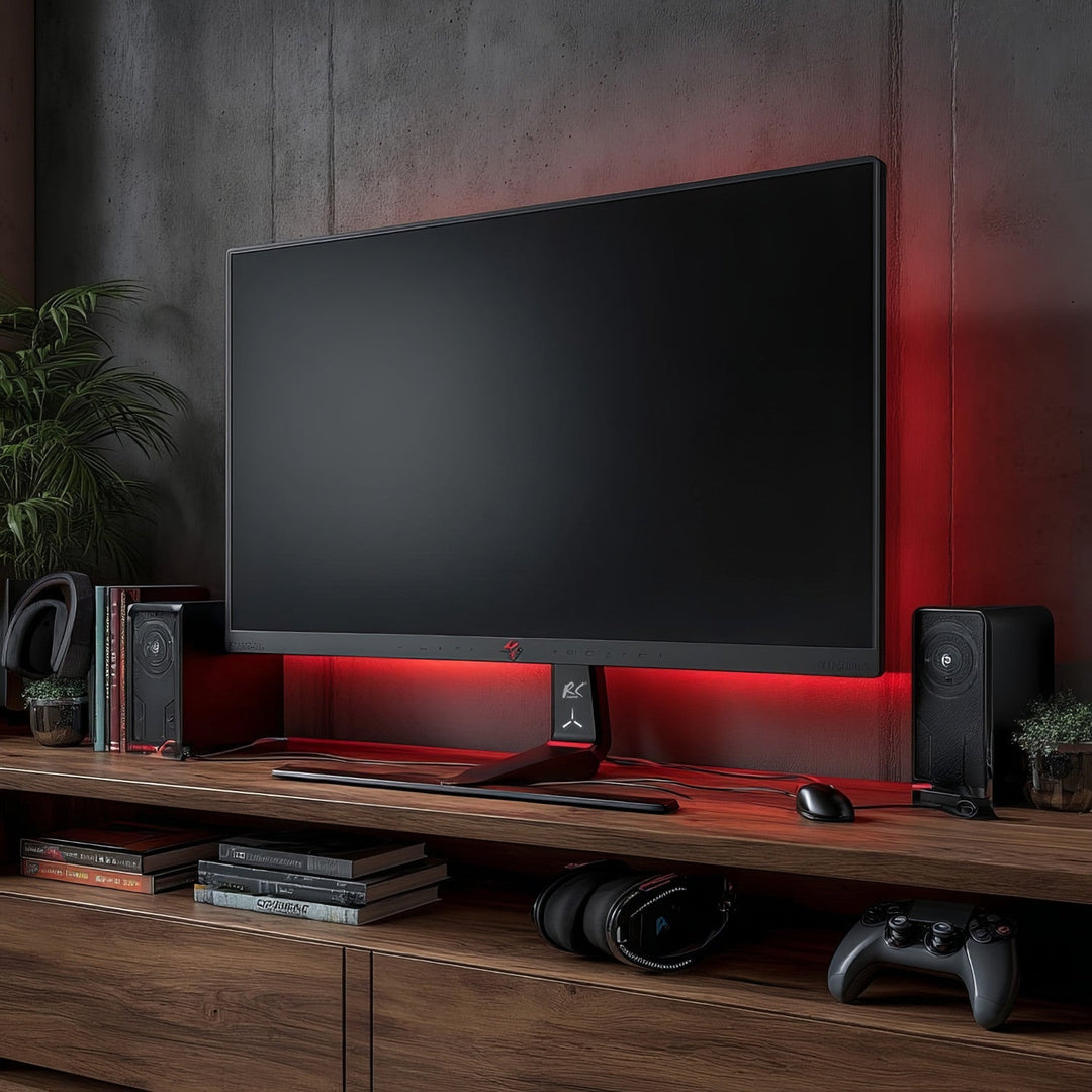 Стойка за гейминг монитор NanoRS, регулиране на височината, RGB LED, 32-55", макс. VESA 400x400, макс. 40 кг, RS167