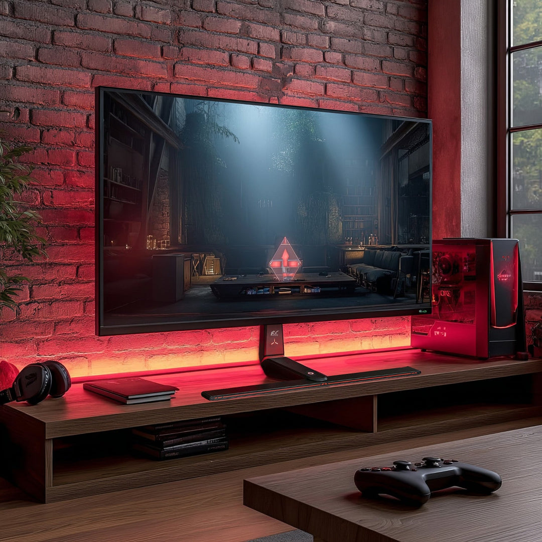 Стойка за гейминг монитор NanoRS, регулиране на височината, RGB LED, 32-55", макс. VESA 400x400, макс. 40 кг, RS167