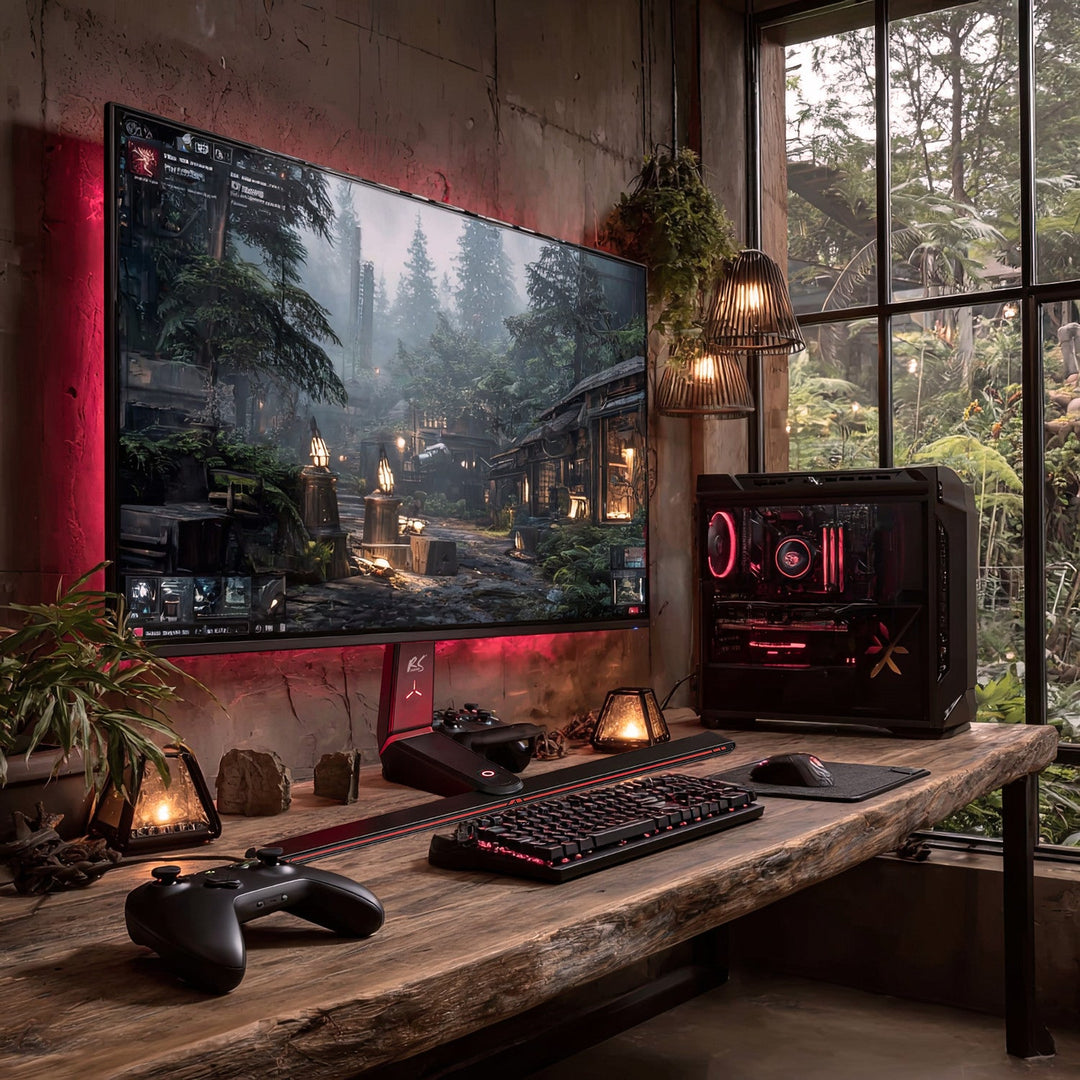 Стойка за гейминг монитор NanoRS, регулиране на височината, RGB LED, 32-55", макс. VESA 400x400, макс. 40 кг, RS167