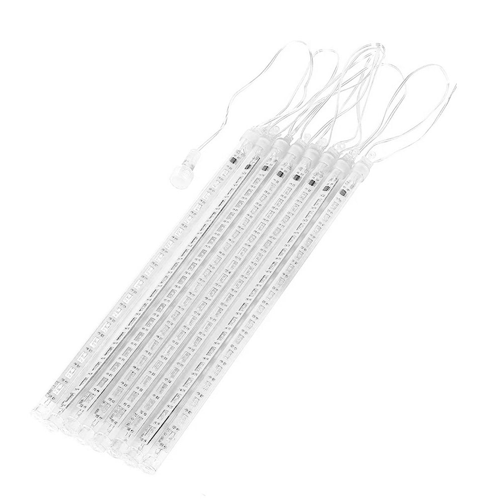Слънчеви LED светлини Maclean, дължина 2,4 м, 144 LED диода, 8 RGB ледени висулки, режим на падащи ледени висулки, 800 mAh Li батерия, MCE412