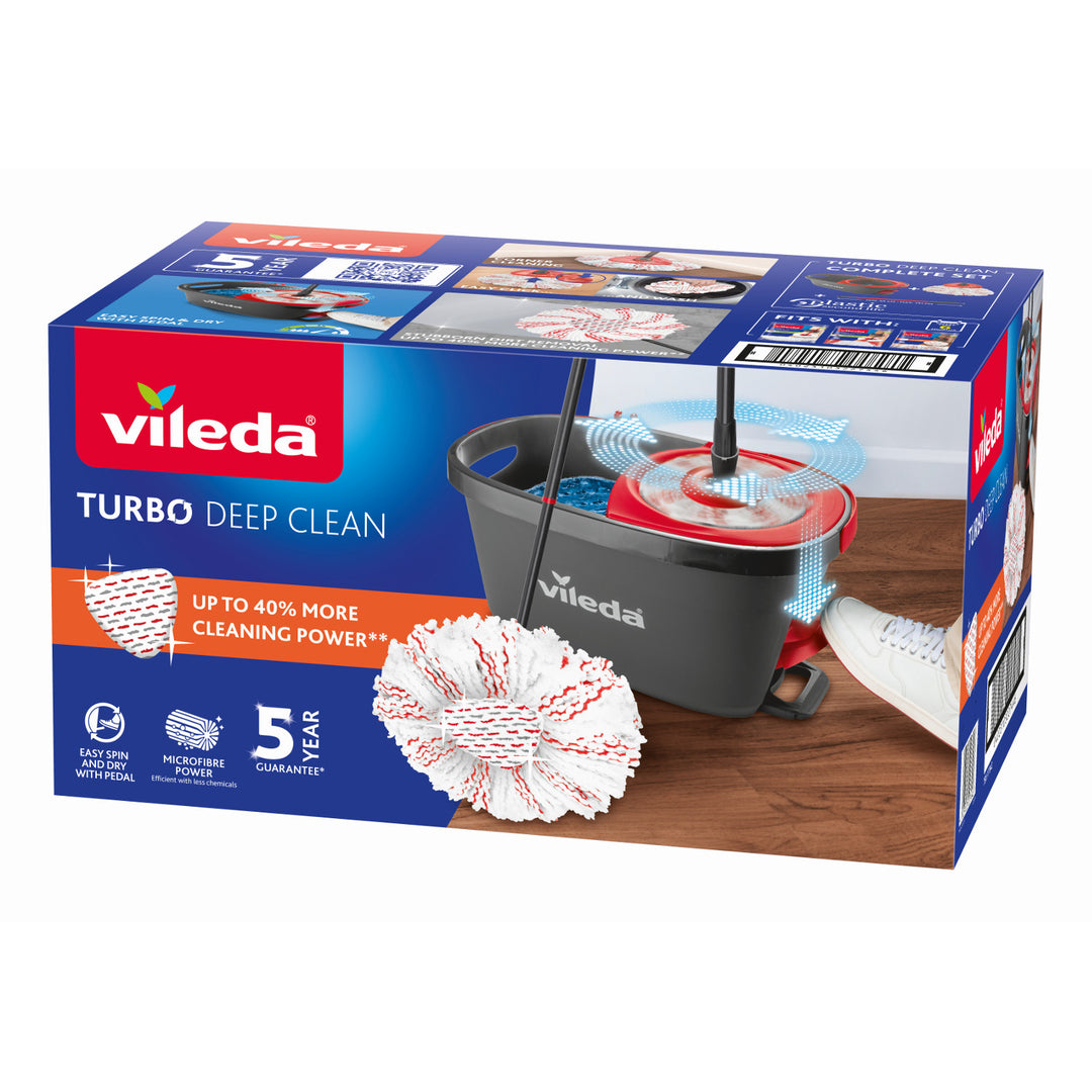 Комплект с въртящ се моп, дръжка и кофа Vileda Turbo Deep Clean
