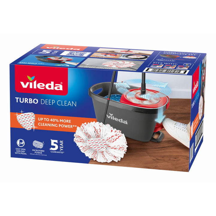 Комплект с въртящ се моп, дръжка и кофа Vileda Turbo Deep Clean