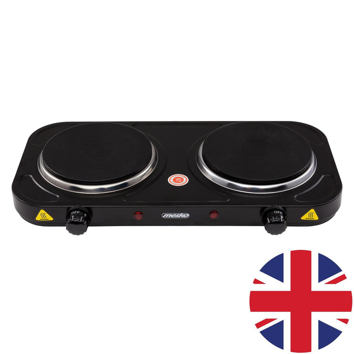 Mesko MS 6509 2000W електрическа печка с двойна котлона и британски щепсел